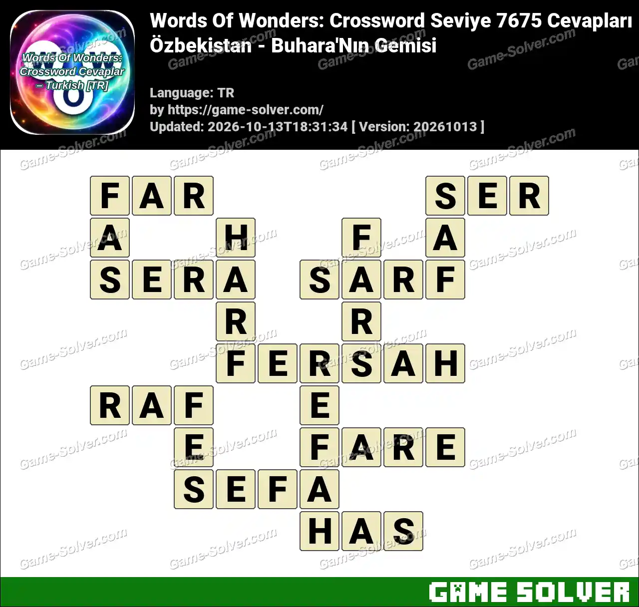 Words Of Wonders: Crossword Seviye 7675 Cevapları – Özbekistan – Buhara’Nın Gemisi